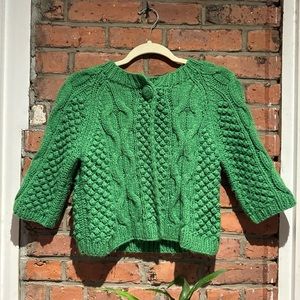 Hand Knit by Fever Green Sweater ☘️💚